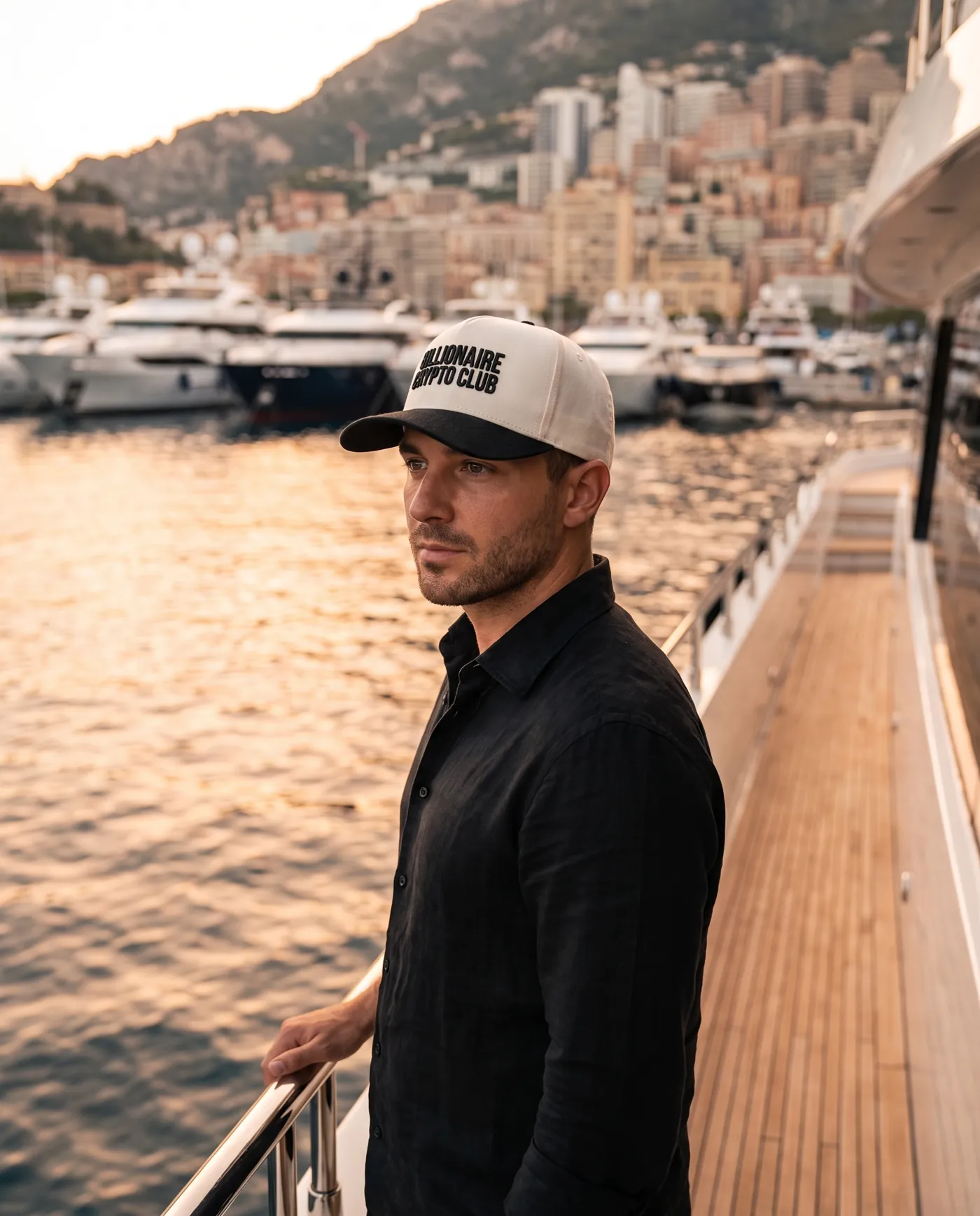 The Genesis worn on a yacht deck in Monaco